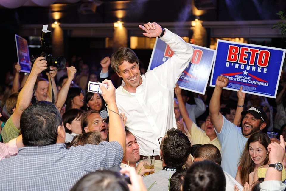 Beto O'Rourke and supporters celebrate his win over incumbent Congressman Silvestre Reyes. Beto O'Rourke and supporters celebrate his win over incumbent Congressman Silvestre Reyes.